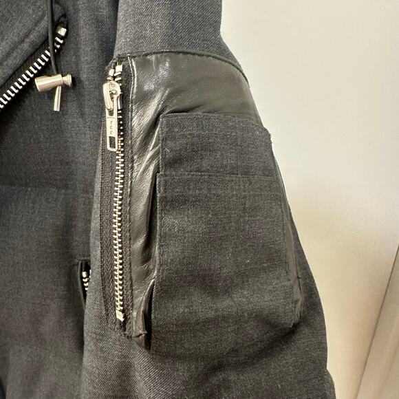 The Kooples Gray Down Jacket Lambskin Trim & Fur Hood, Small - Picture 6 of 13